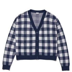 Kule Checked Navy Louise Cardigan Size S